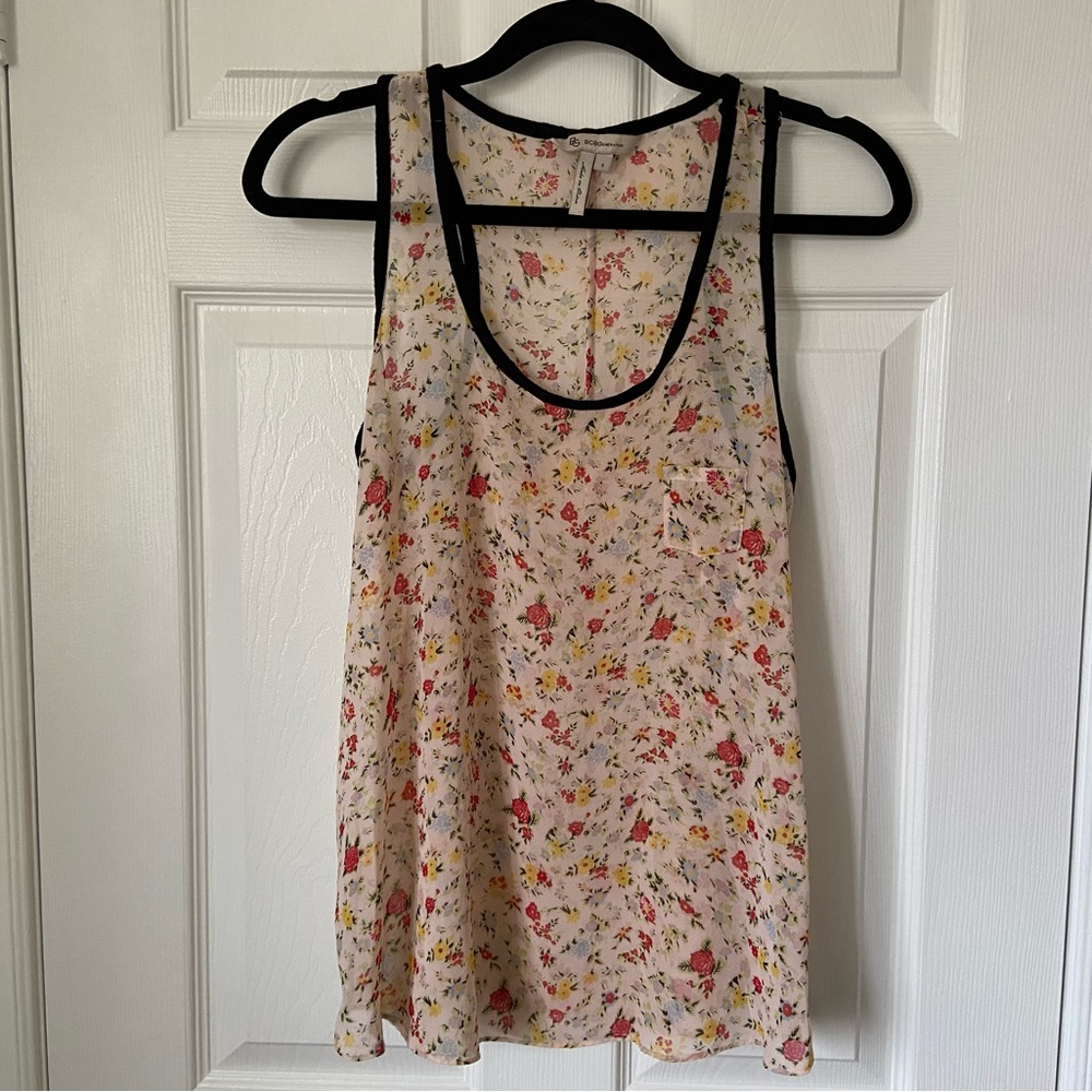 BCBGeneration Sheer floral tank top